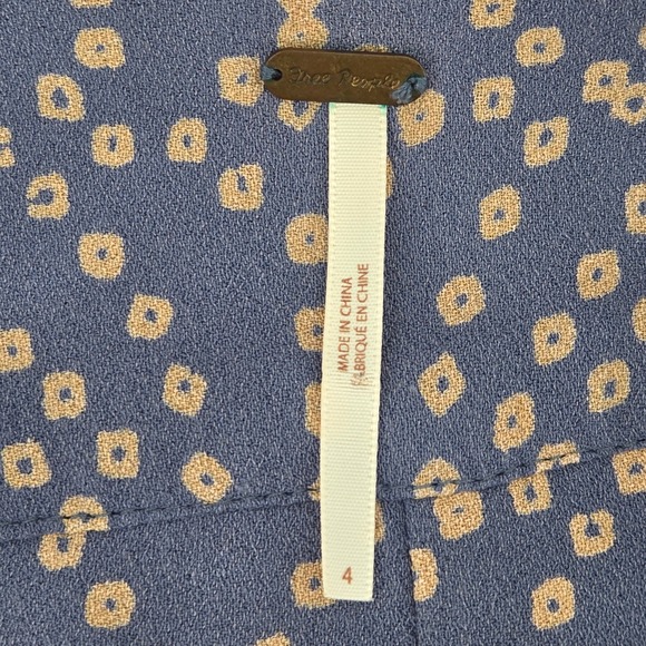 Free People Modern Kimono Maxi Dress Boho V Neck Blue Lace Up Tassels Size 4 - Picture 4 of 9